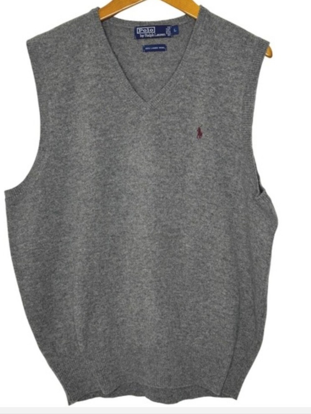 Vintage Polo Ralph Lauren Lambswool Sweater Vest‎ Mens Large Gray